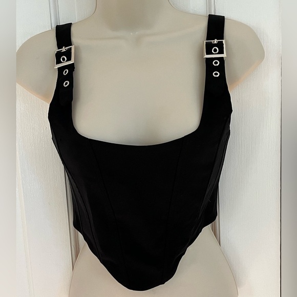 White Fox Boutique Women's Keep Me Close Black Bustier Tank Crop Top Sexy Chic S - Picture 4 of 14
